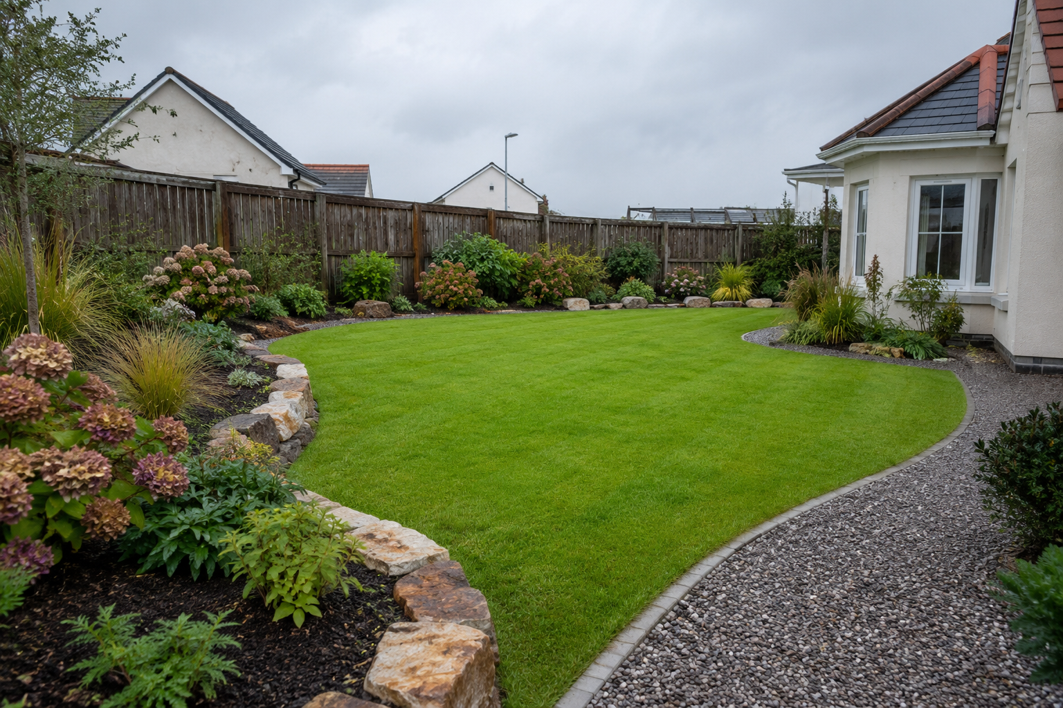 New lawn and coastal garden planting in Lahinch, County Clare